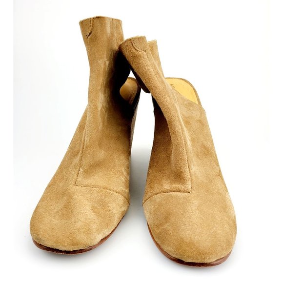 $541 A DETACHER  Ankle Booties Brown Suede 8 Open Heel Round Toe Made in PERU - Picture 4 of 12